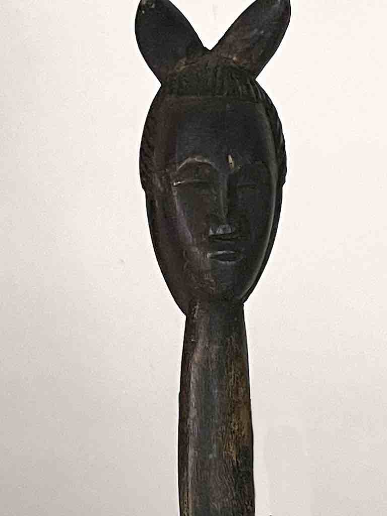Traditional Vintage Wooden Ceremonial Janus Mask Baule Spoon