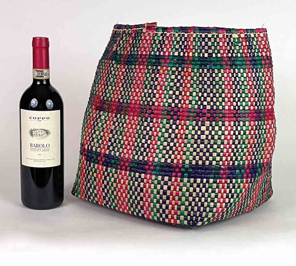 "Plaid" Multi-Stripe Woven Flexible Deep Swampgrass Basket - Togo