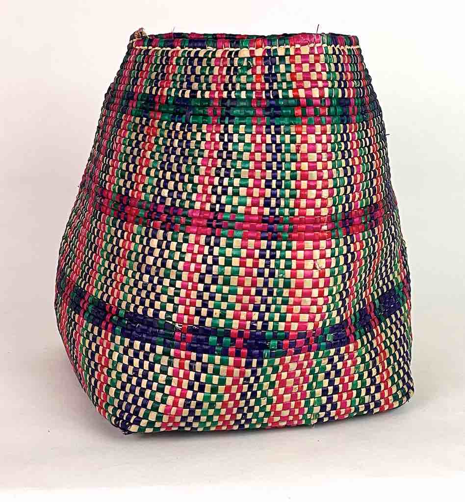 "Plaid" Multi-Stripe Woven Flexible Deep Swampgrass Basket - Togo