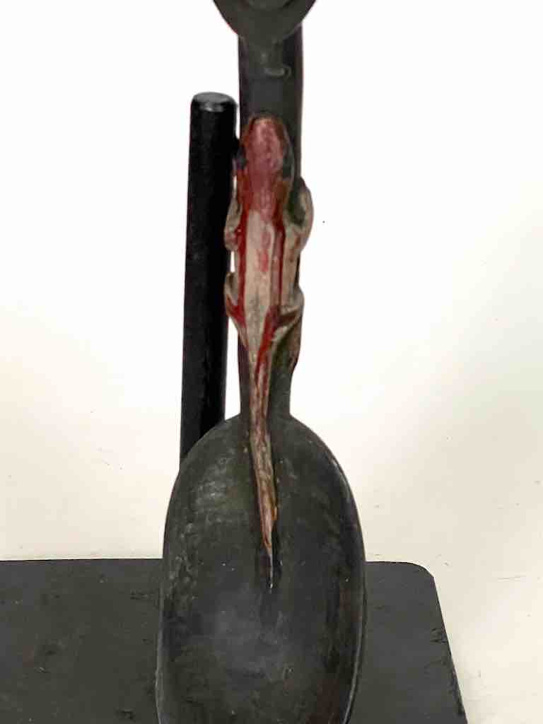 Traditional-style Wooden Ceremonial Janus Mask Chameleon Baule Spoon