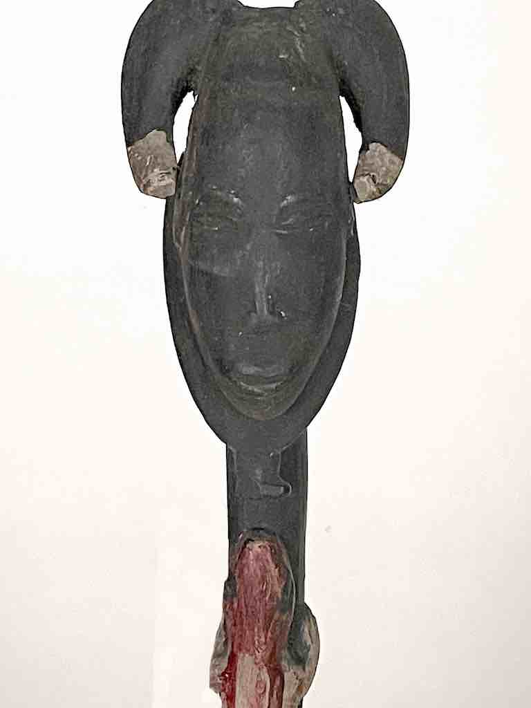 Traditional-style Wooden Ceremonial Janus Mask Chameleon Baule Spoon