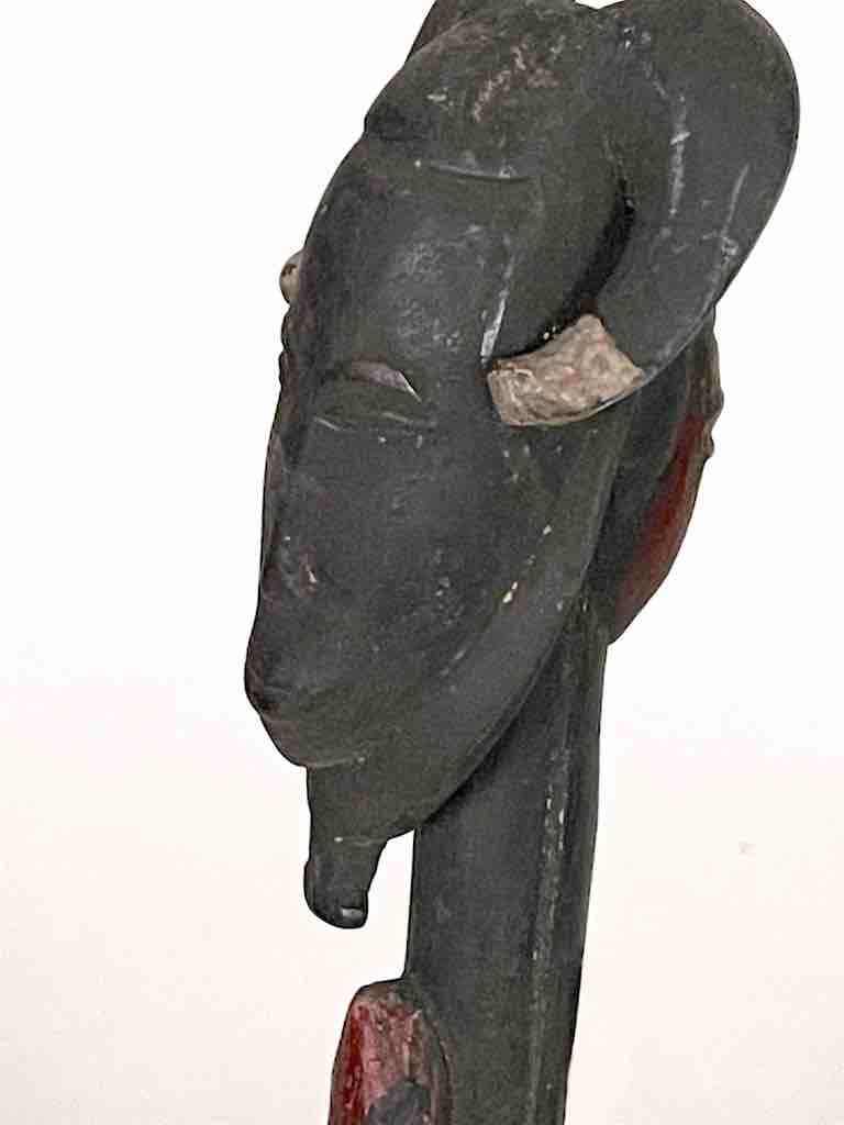 Traditional-style Wooden Ceremonial Janus Mask Chameleon Baule Spoon
