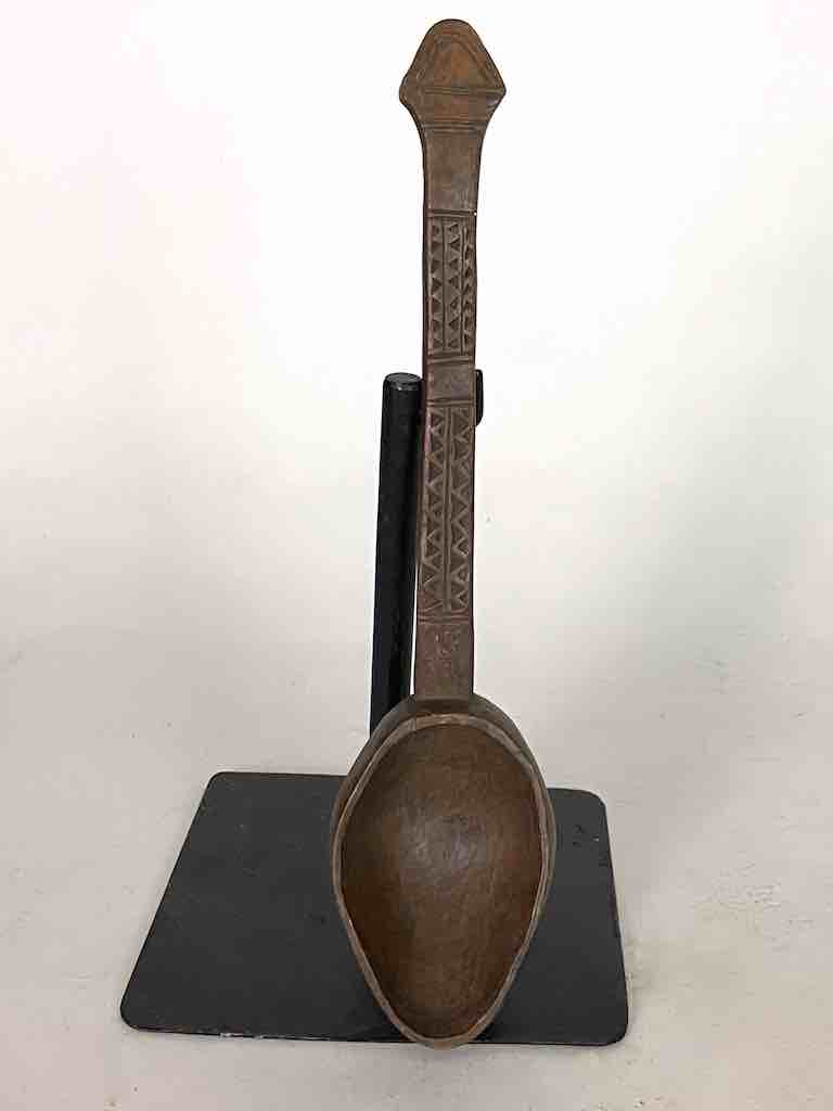 Traditional Vintage Decorated Wooden Ceremonial Baule Spoon
