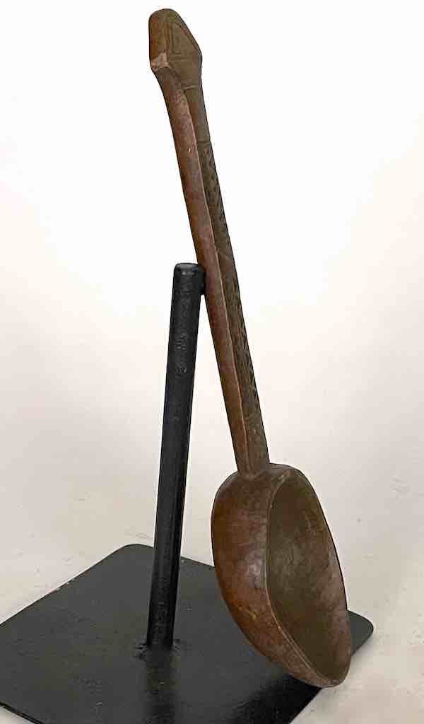Traditional Vintage Decorated Wooden Ceremonial Baule Spoon