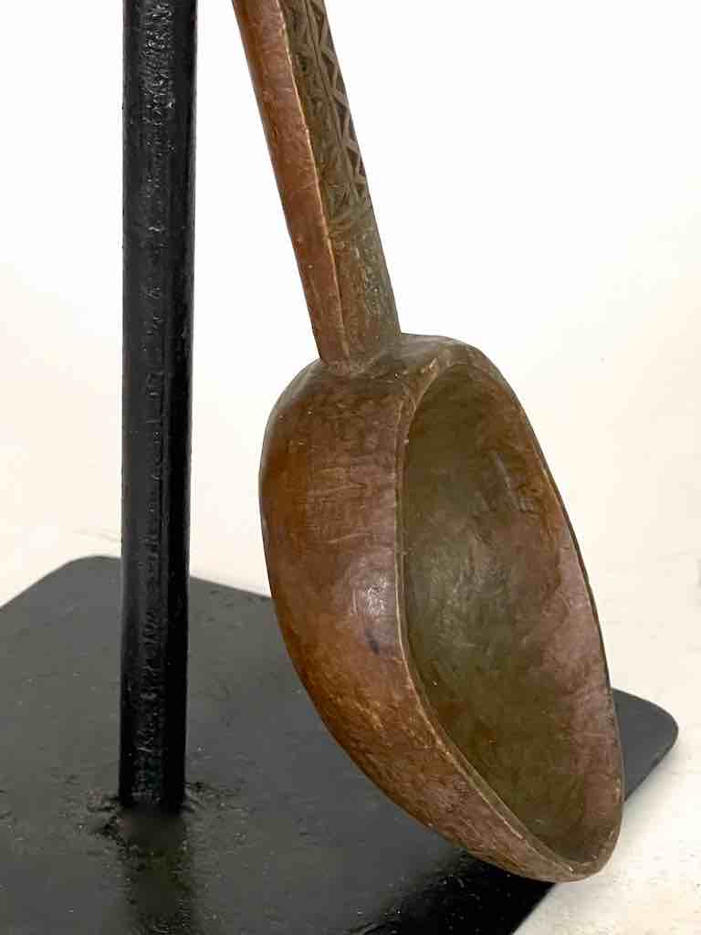 Traditional Vintage Decorated Wooden Ceremonial Baule Spoon