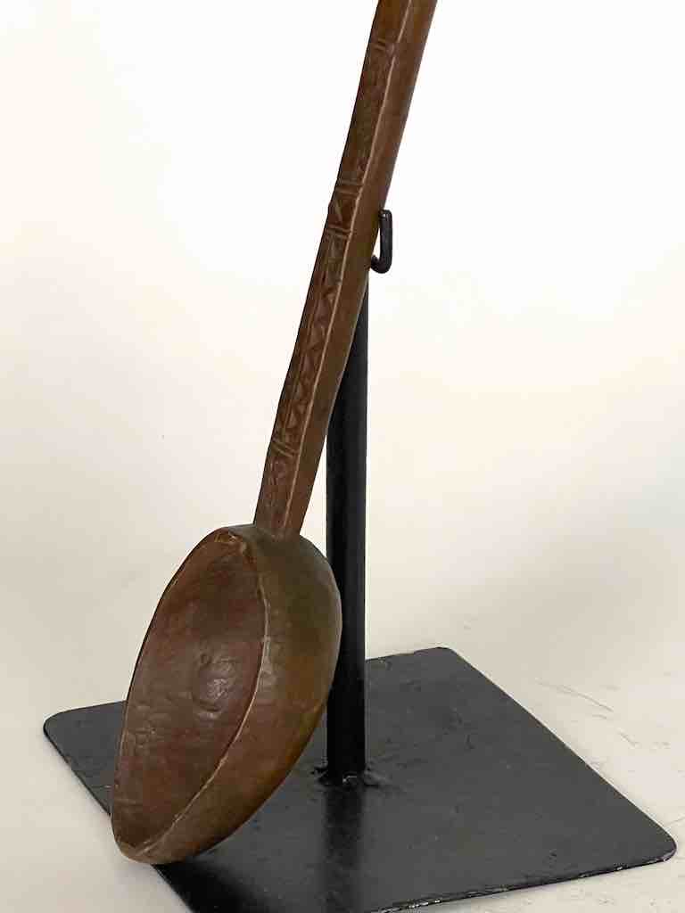 Traditional Vintage Decorated Wooden Ceremonial Baule Spoon