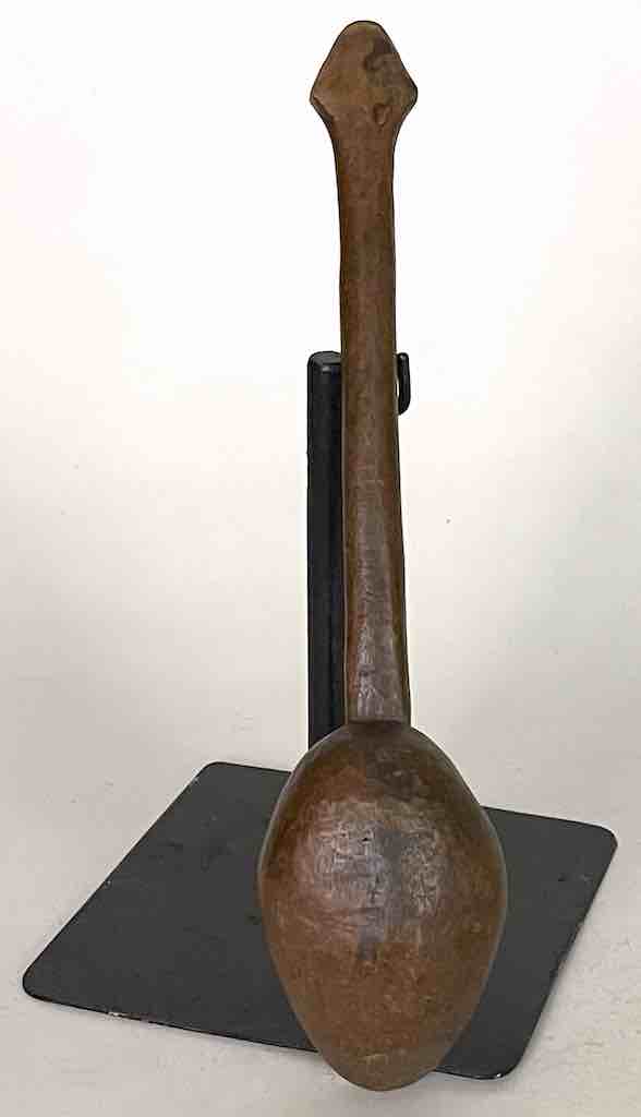Traditional Vintage Decorated Wooden Ceremonial Baule Spoon