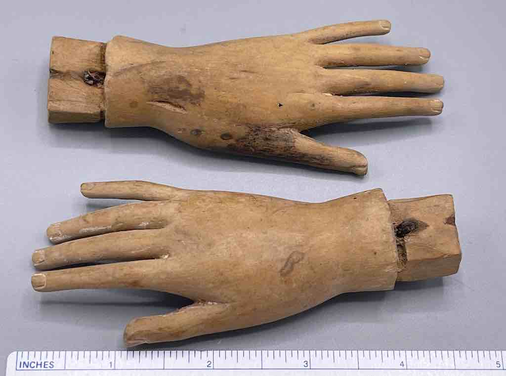 Antique Vietnamese Saint Figure Hand Pair - 4 3/8"