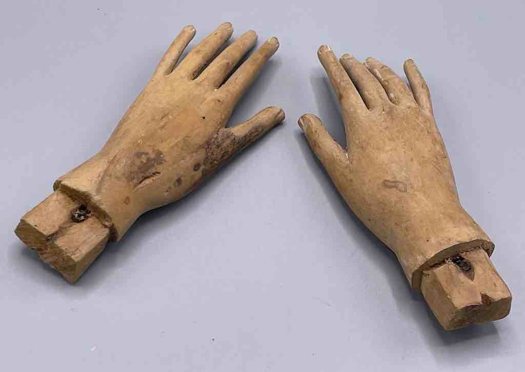 Antique Vietnamese Saint Figure Hand Pair - 4 3/8"