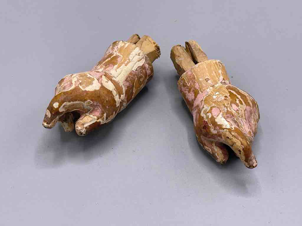 Antique Vietnamese Saint Figure Hand Pair - 2 5/8"