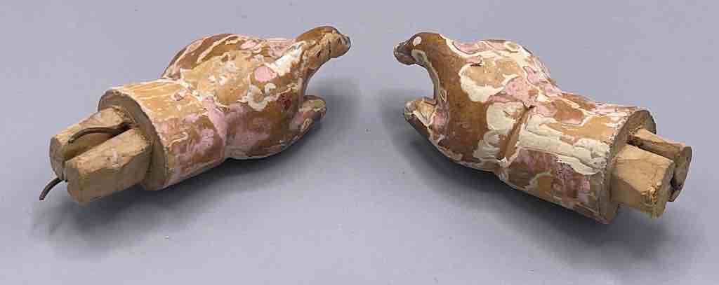 Antique Vietnamese Saint Figure Hand Pair - 2 5/8"