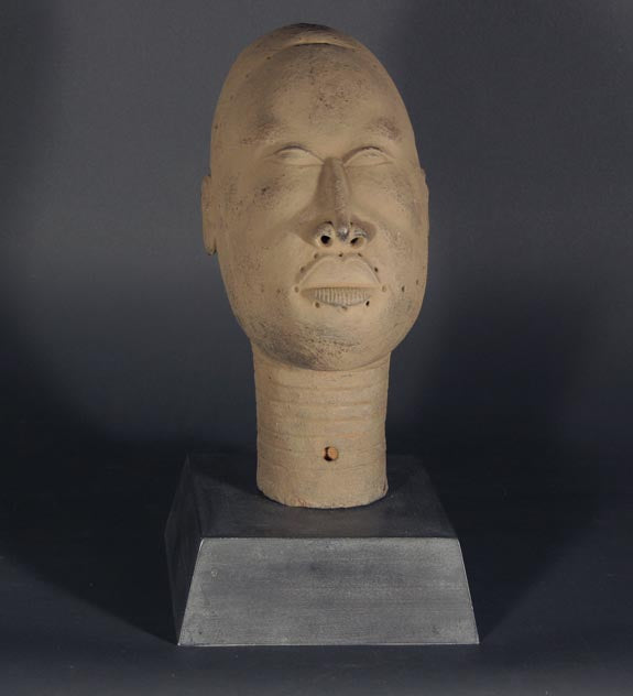 Ife clay head on stand - Nigeria
