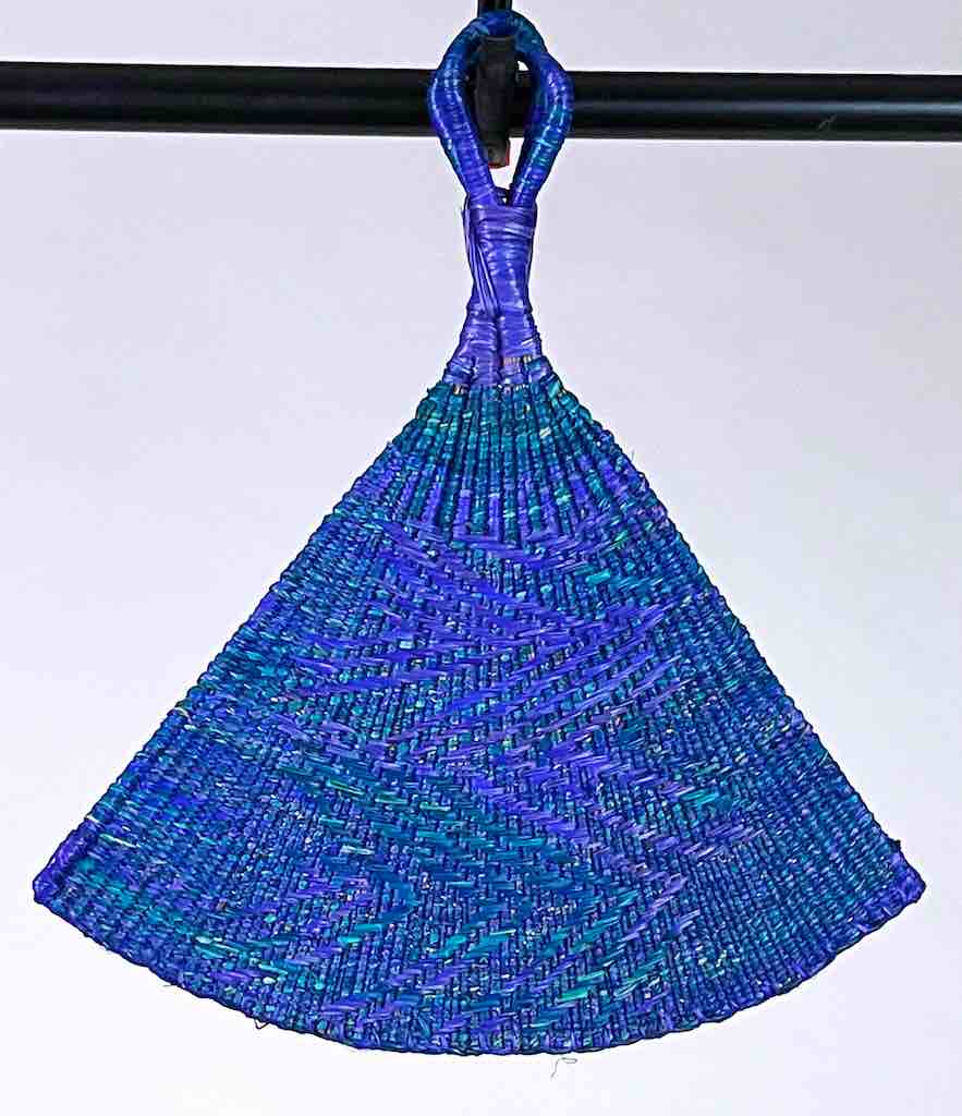 Raffia Hand Fan Accessory Handwoven in Togo - Purple & Blue