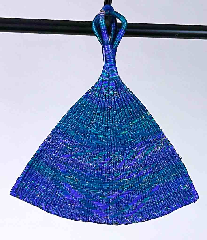 Raffia Hand Fan Accessory Handwoven in Togo - Purple & Blue