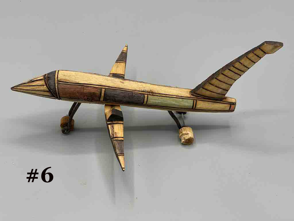 African Painted Wood Toy Airplane - Burkina Faso
