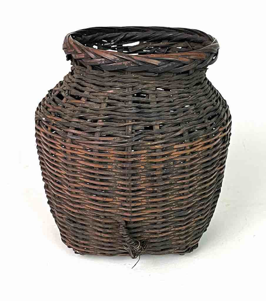 Vintage Small Black Vietnamese Rattan Basket