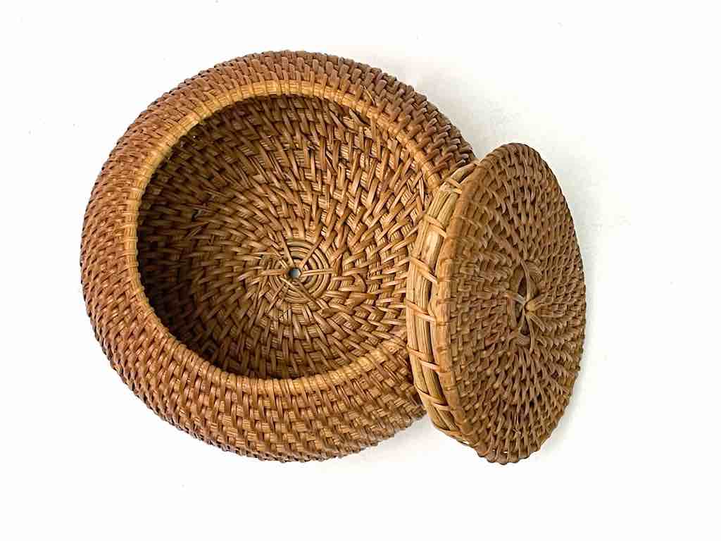 Small Vietnamese Rattan Covered Basket - 2 sizes