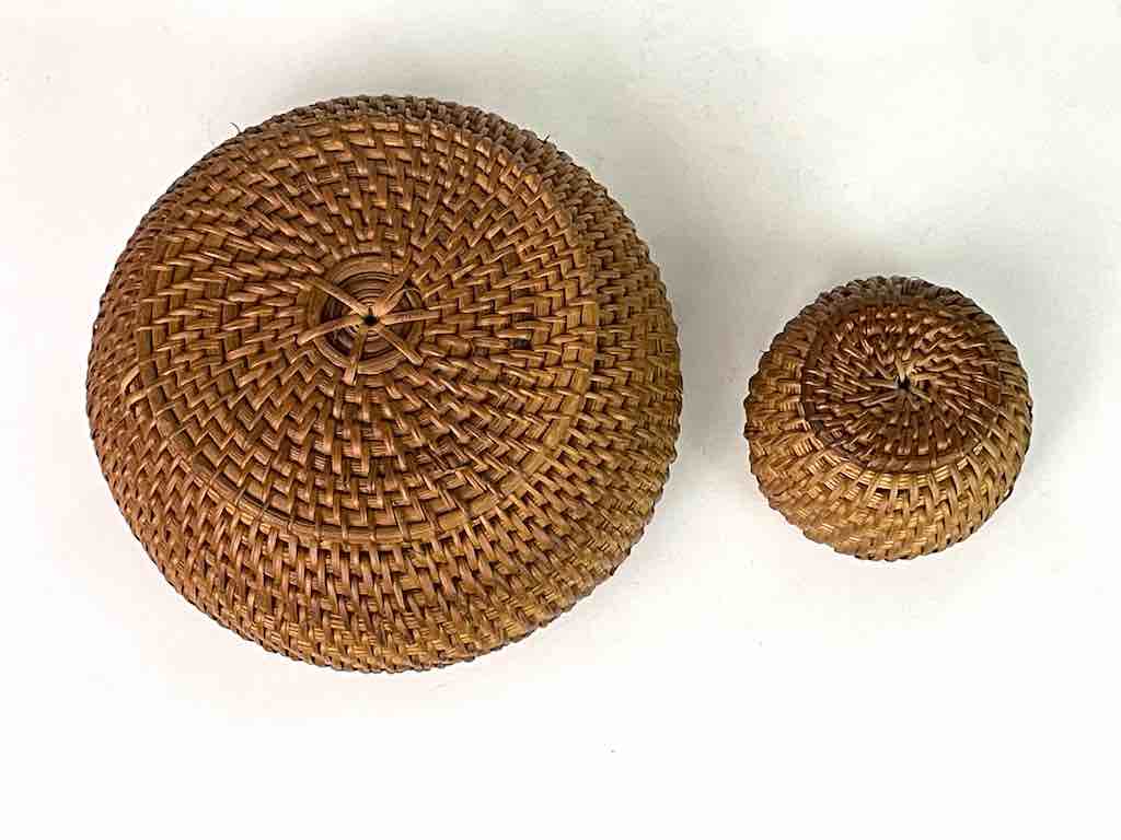 Small Vietnamese Rattan Covered Basket - 2 sizes