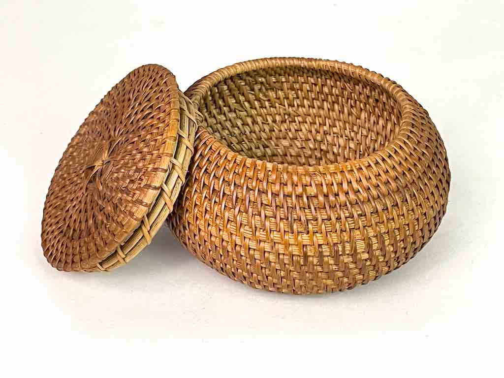 Small Vietnamese Rattan Covered Basket - 2 sizes