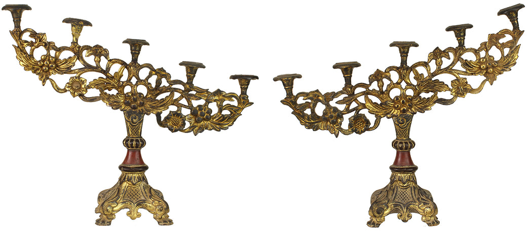 Set of 2 Antique Vietnamese Pagoda Candelabra - Niger Bend