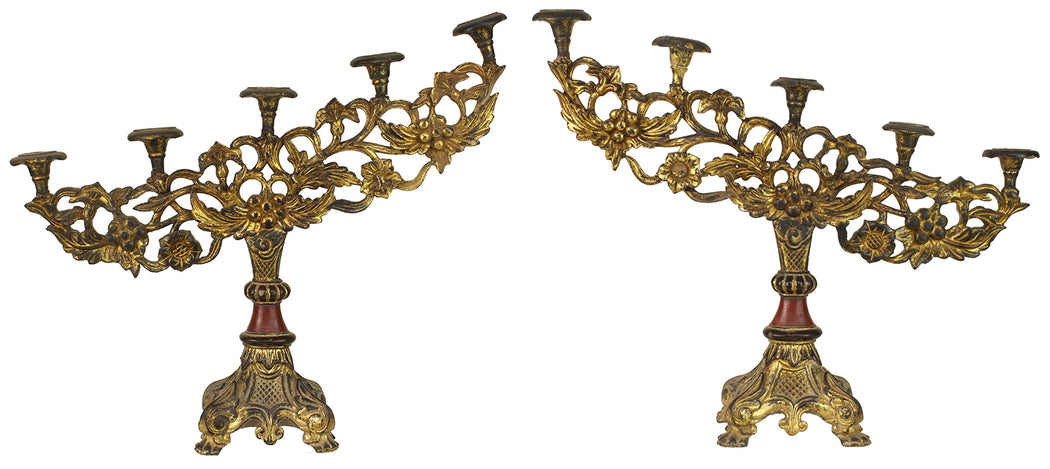 Set of 2 Antique Vietnamese Pagoda Candelabra - Niger Bend