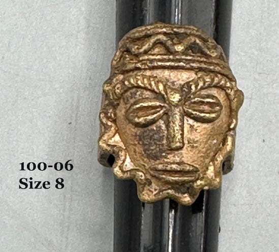 Brass Mask Ring Gold Weight - Ring Size 8- Ghana