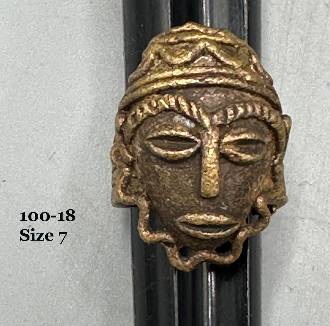 Brass Mask Ring Gold Weight - Ring Size 7- Ghana