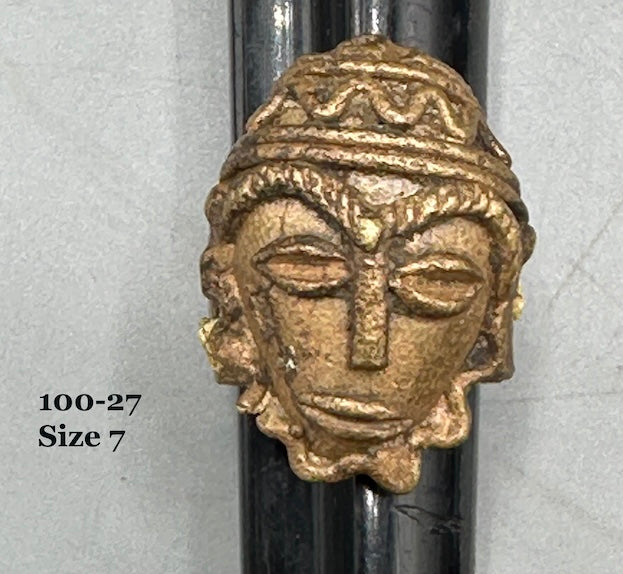 Brass Mask Ring Gold Weight - Ring Size 7- Ghana