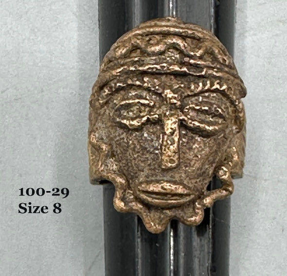Brass Mask Ring Gold Weight - Ring Size 8- Ghana