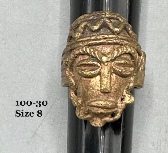 Brass Mask Ring Gold Weight - Ring Size 8- Ghana