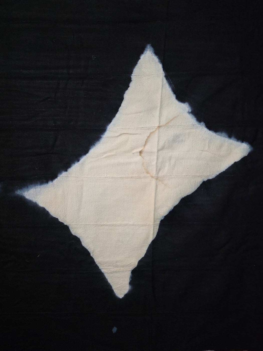 Tiv Indigo-Dyed Cotton Cloth with Opposed Diamond Motif - Nigeria | 68 x 47"