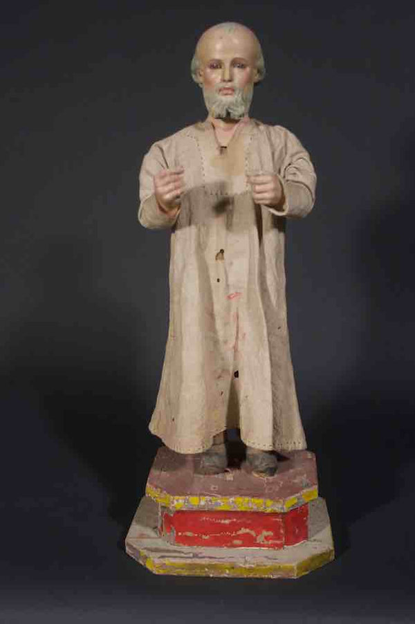 Antique Vietnamese Catholic Clothed Male Saint Figure