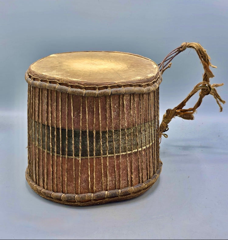 Vintage Small Doundou African Cylindrical Drum - Mali