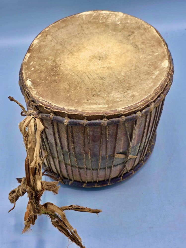 Vintage Small Doundou African Cylindrical Drum - Mali