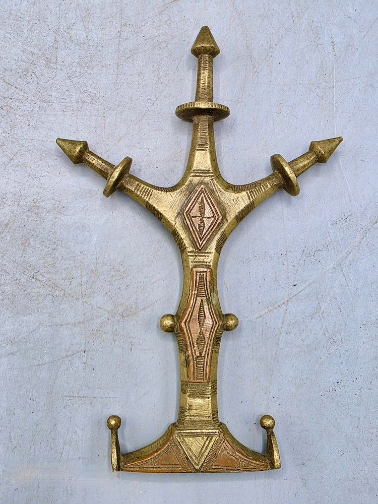 Vintage Tuareg Brass & Copper Ceremonial Knife Handle