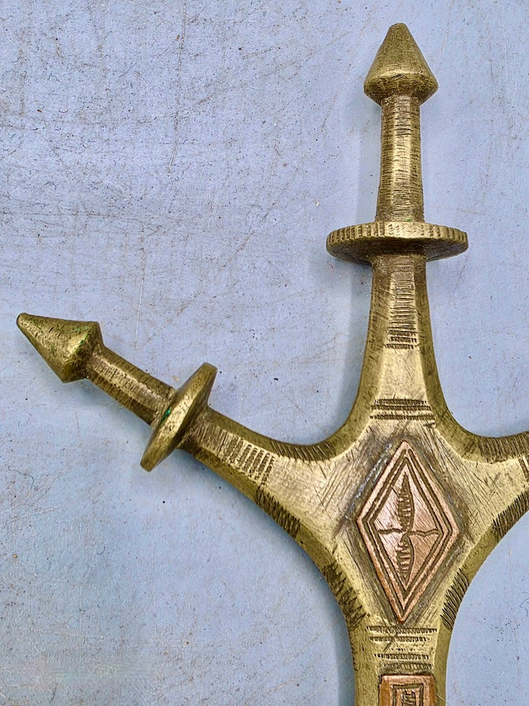 Vintage Tuareg Brass & Copper Ceremonial Knife Handle