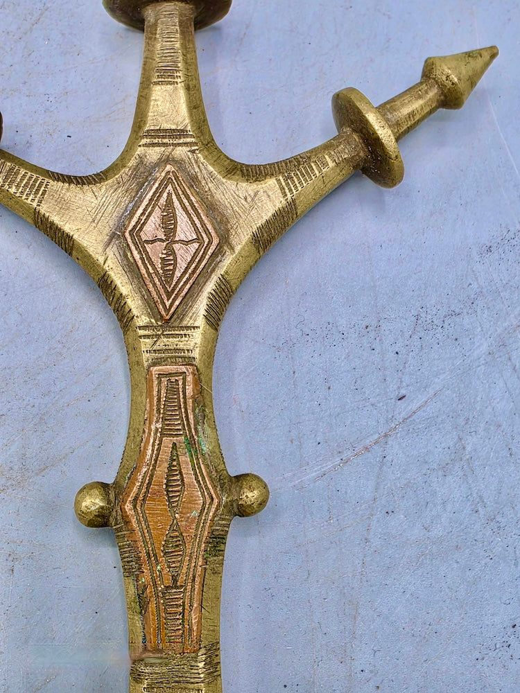 Vintage Tuareg Brass & Copper Ceremonial Knife Handle