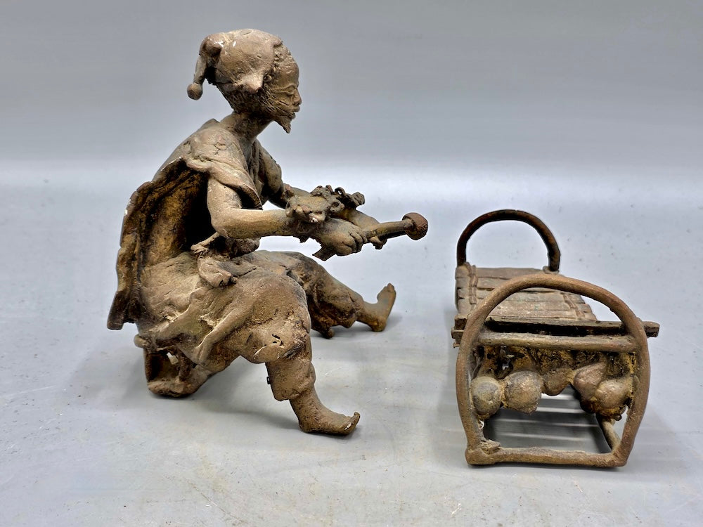 Brass Mossi Balafon Player & Balafon Figures - Burkina Faso - Niger Bend