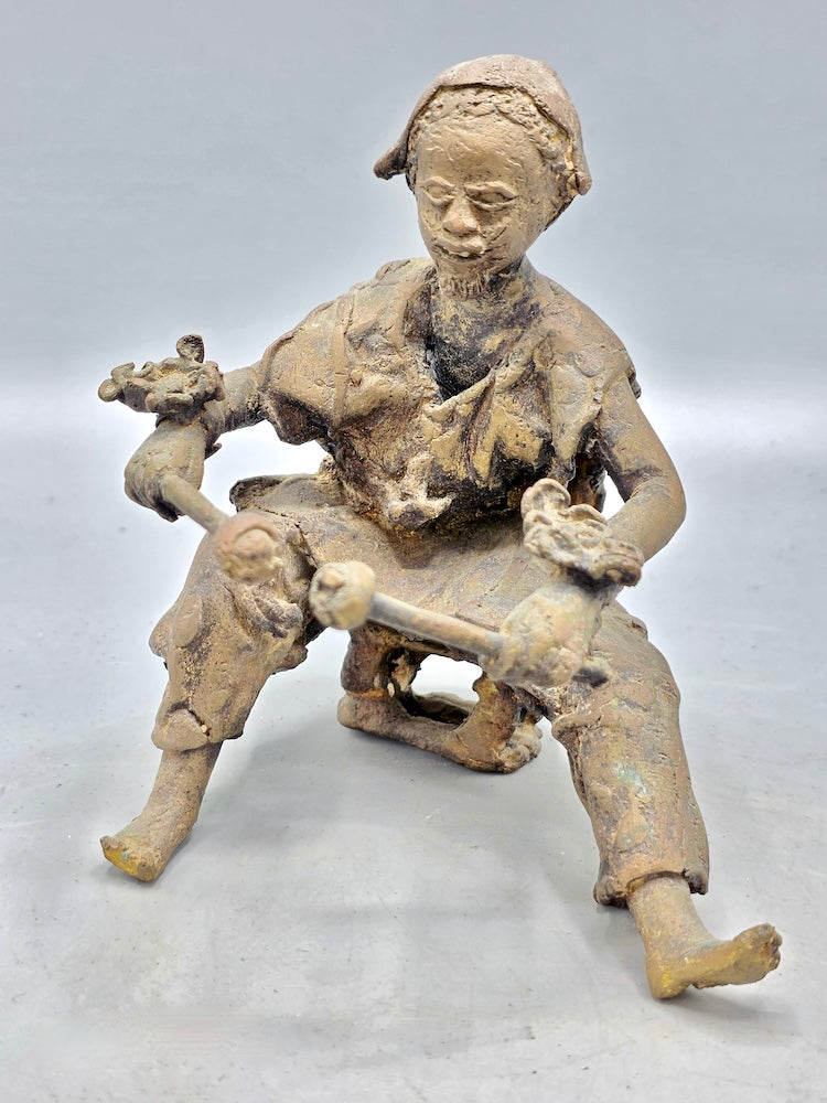 Brass Mossi Balafon Player & Balafon Figures - Burkina Faso - Niger Bend