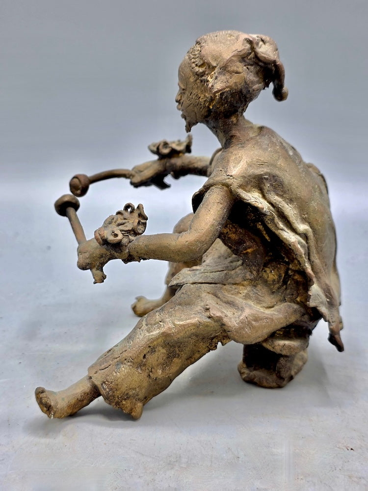 Brass Mossi Balafon Player & Balafon Figures - Burkina Faso - Niger Bend