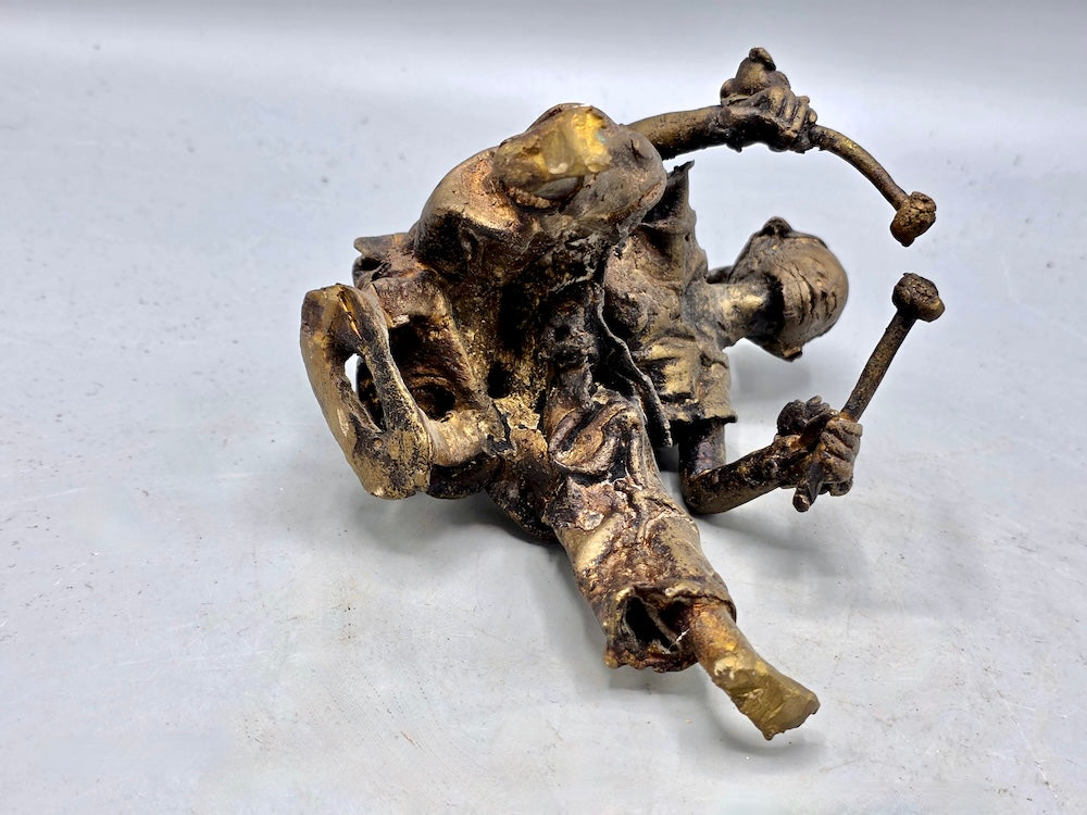 Brass Mossi Balafon Player & Balafon Figures - Burkina Faso - Niger Bend