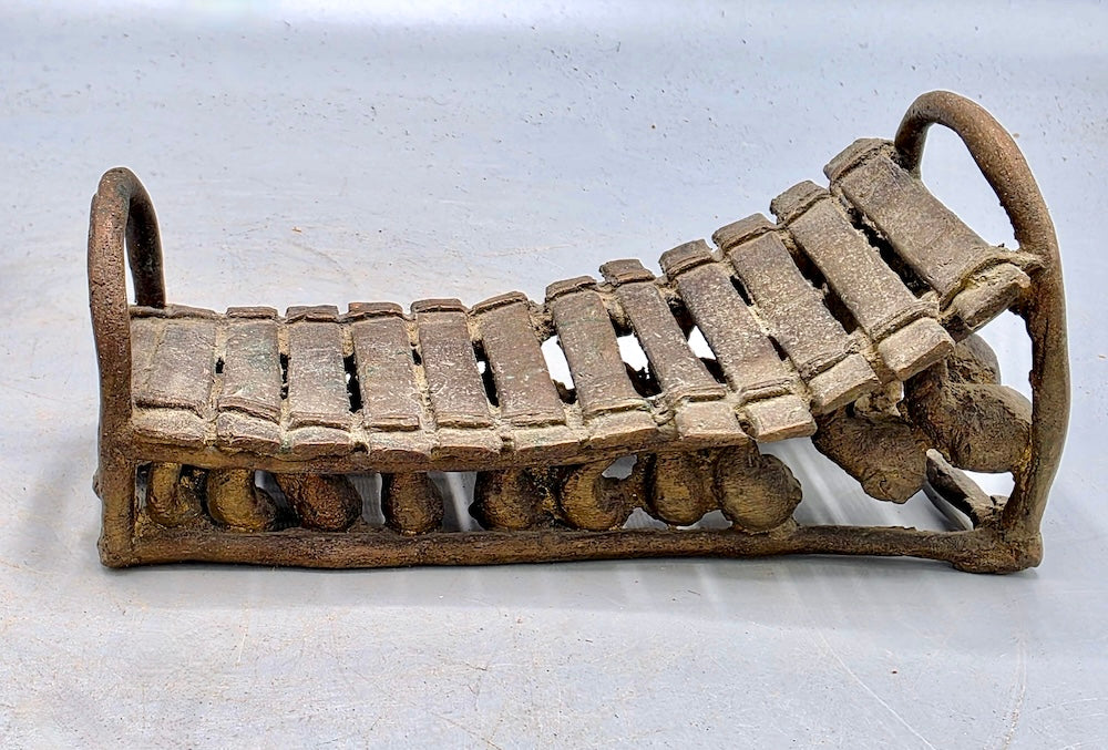 Brass Mossi Balafon Player & Balafon Figures - Burkina Faso - Niger Bend