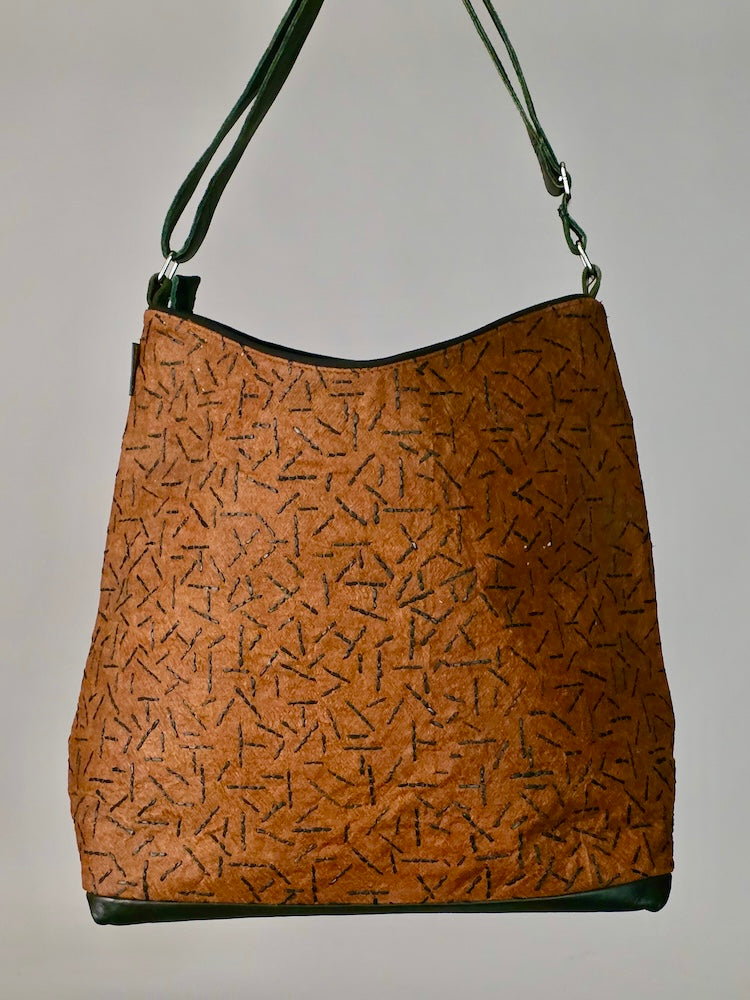Bark Cloth Leather Handle Handbag - Uganda