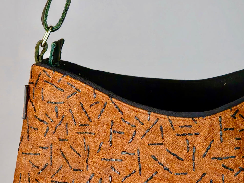 Bark Cloth Leather Handle Handbag - Uganda