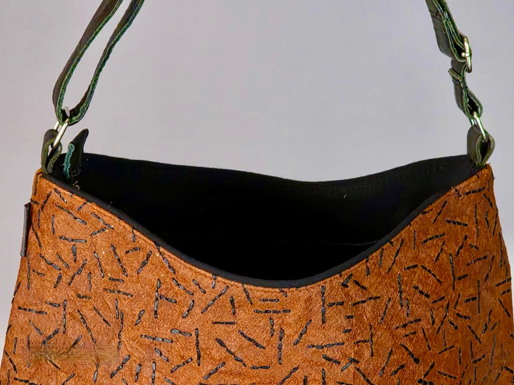 Bark Cloth Leather Handle Handbag - Uganda