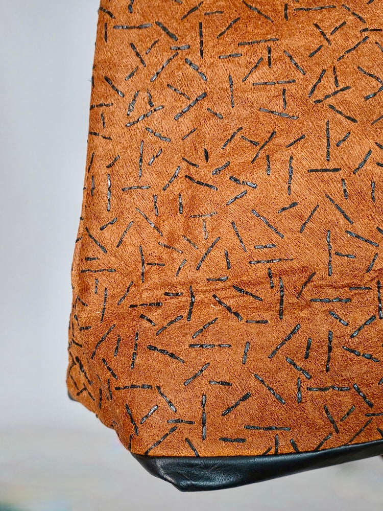 Bark Cloth Leather Handle Handbag - Uganda