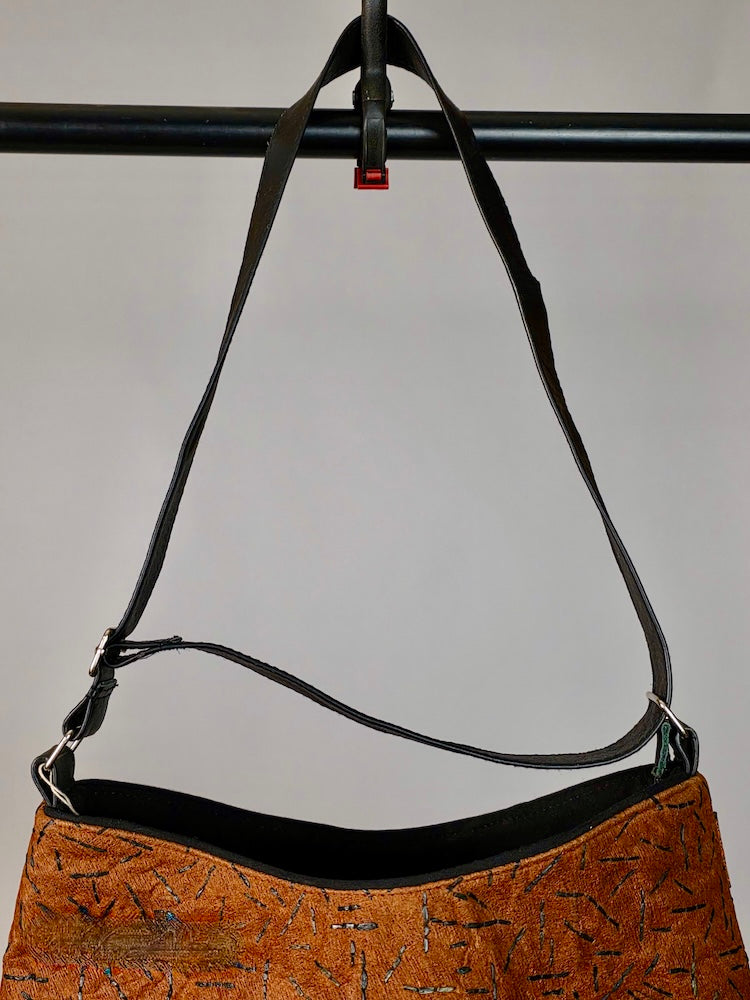 Bark Cloth Leather Handle Handbag - Uganda