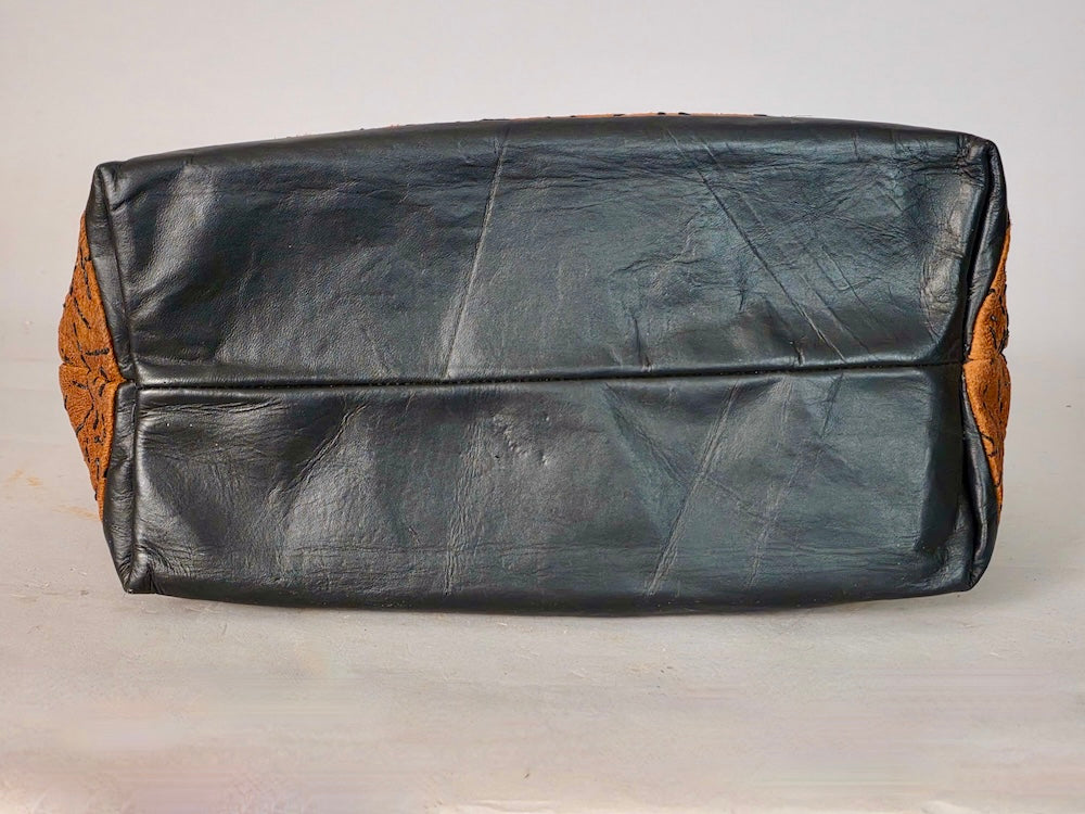 Bark Cloth Leather Handle Handbag - Uganda