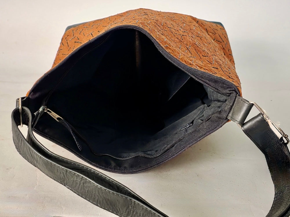 Bark Cloth Leather Handle Handbag - Uganda