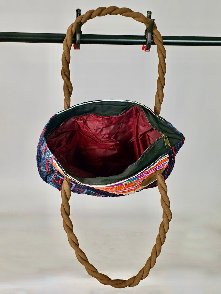 Small Handbag made of Vintage Hmong Indigo Tribal Vietnamese Cloth